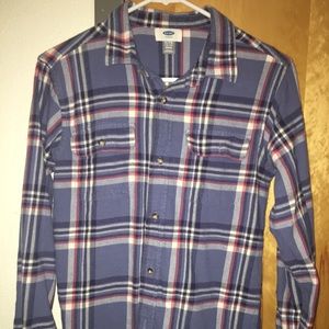 Light blue and red flannel